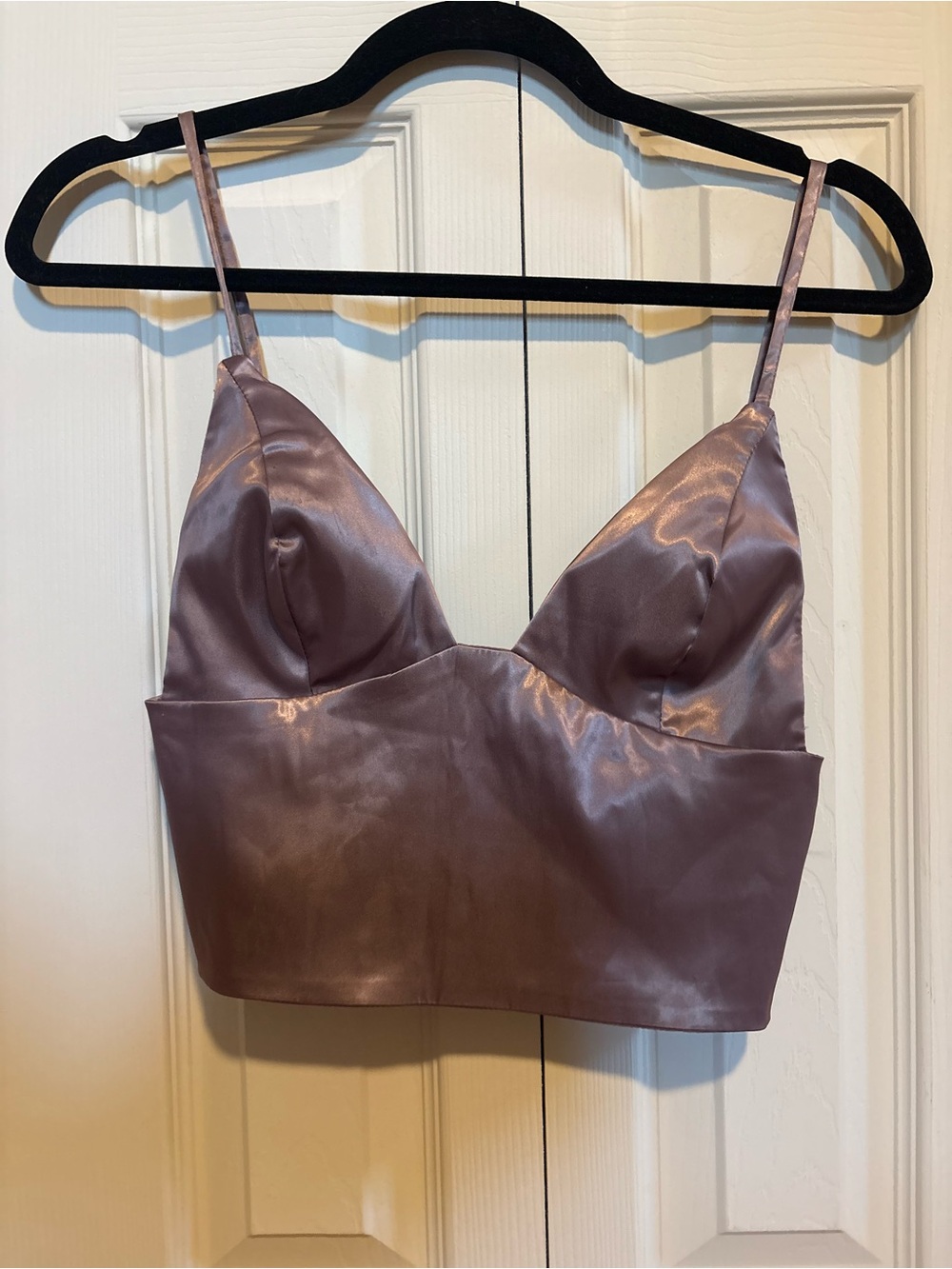 Satin Purple Cropped Top